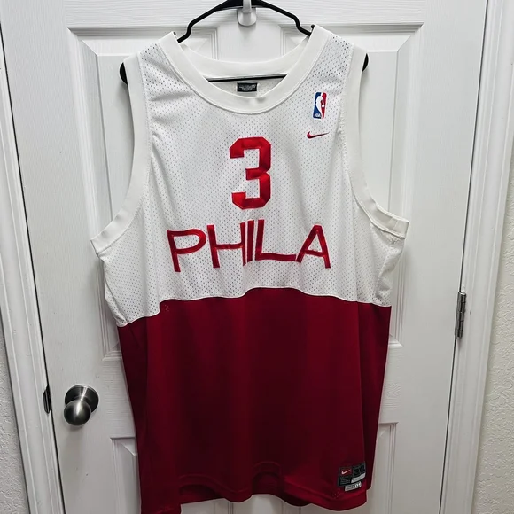 Nike Allen Iverson 76ers PHILA Jersey Mens 3XL Red White NBA Basketball - Picture 1 of 14